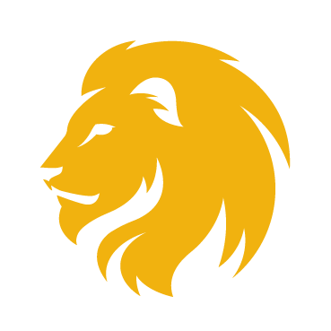 Lion head one color gold logo.